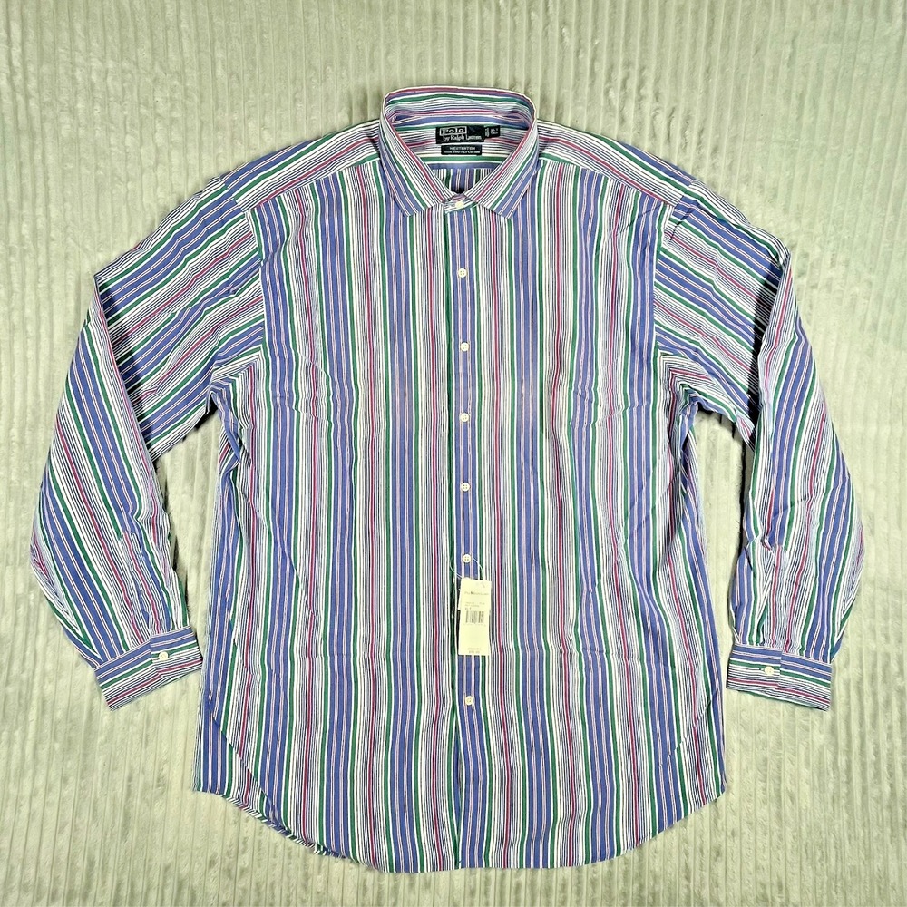 Polo Ralph Lauren Westerton Button Up Shirt Men's XLT Rainbow Striped Pride Prep - Picture 2 of 13